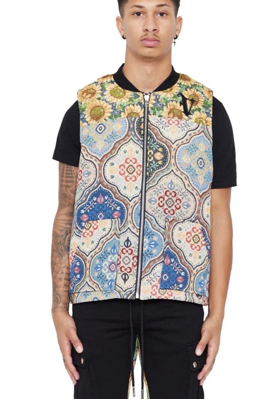 Valabasas Banksy Embroidered Vest Jacket Full Zip Tapestry Streetwear Mens S Art